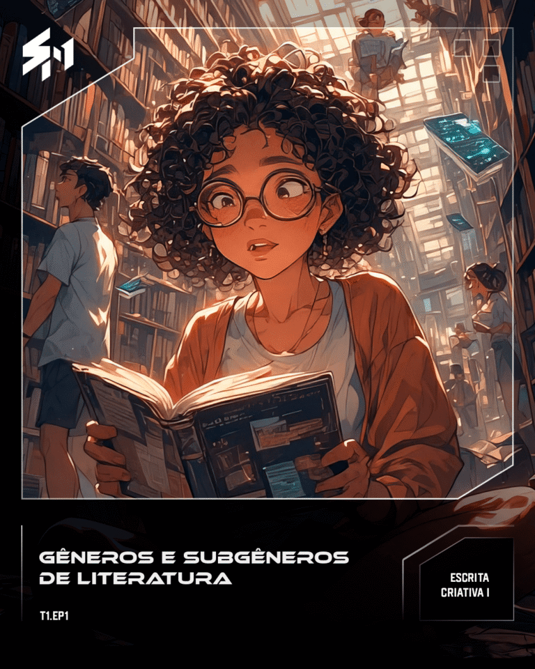 People in a library holding books of different genres (romance, fiction, fantasy, etc.)